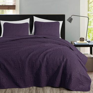 Chezmoi Collection Austin: Комплект з 3 великих пледів (Синьо-зелений) - Плед, Queen, Violett