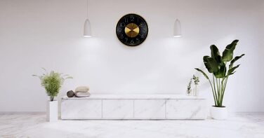 Modern Silent Aluminum Wall Clock 30 cm Diameter without Ticking Sounds for Living Room, Bedroom and Office (Gold Black)