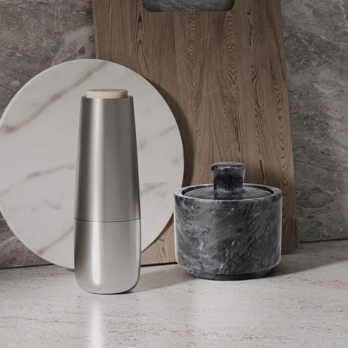 Marble Salt Box with Lid, Multi-Purpose Marble Container for Salt, Pepper, Paprika, and Powdered Herbs, Marble Box for Jewelry, Watches, and Accessories Black