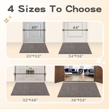 Килимок для дому Villsure: антиковзаюча, миюча, сірого кольору, 49.5 x 78.7 см