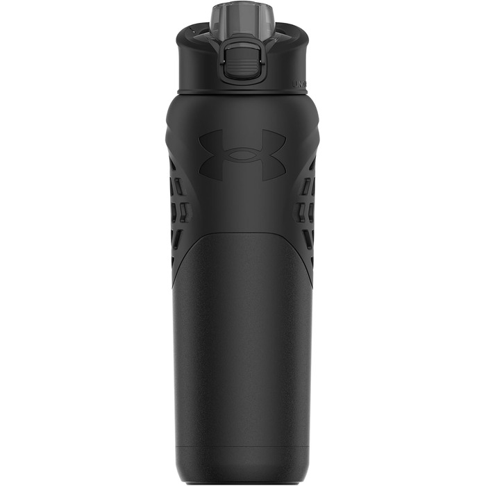 Under Armour Stainless Steel Water Bottle, Insulated, Carabiner Clip, Leak-Proof, for Kids and Adults, All Sports, Gym, 680 ml (Standard Size, Solid Black)