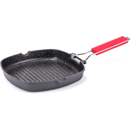 Сковорода-гриль Moneta Pro Grill 24x24 см з антипригарним покриттям, складаною ручкою, для індукції, чорна