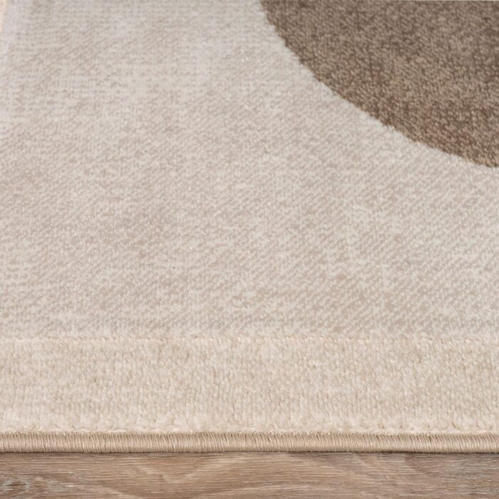 Килимок для вітальні TT Home з коротким ворсом, геометричний дизайн, абстрактний стиль, бежевий та темно-кремовий, 80x150 см