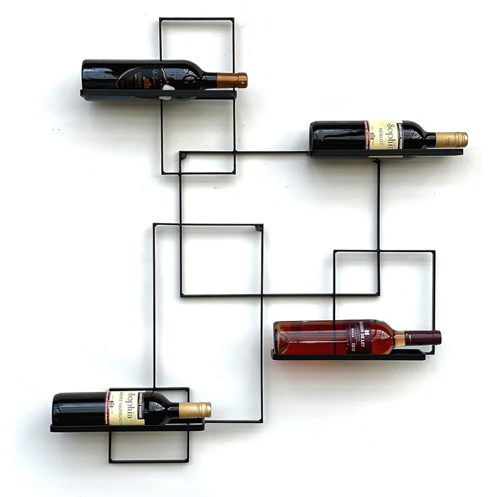 DanDiBo Wine Rack Metal Black Black Line Bottle Stand Bottle Shelf Bottle Holder Wall Shelf