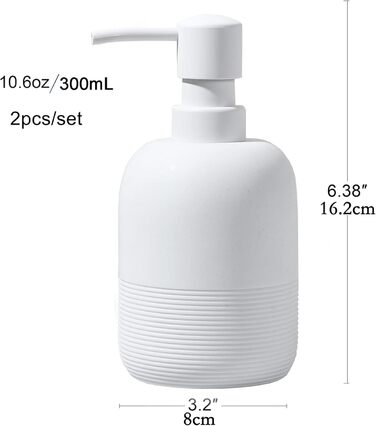 Набір дозаторів для мила та лосьйону для ванної кімнати та кухні, білий