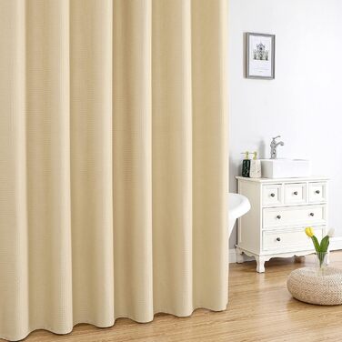 Драбина для душу велика, білий душовий завіс, вафельна текстура, тканина, міцний, готельна якість, для ванної кімнати, 183x244 см, водонепроникний, пральний, комплект (1 шт.)