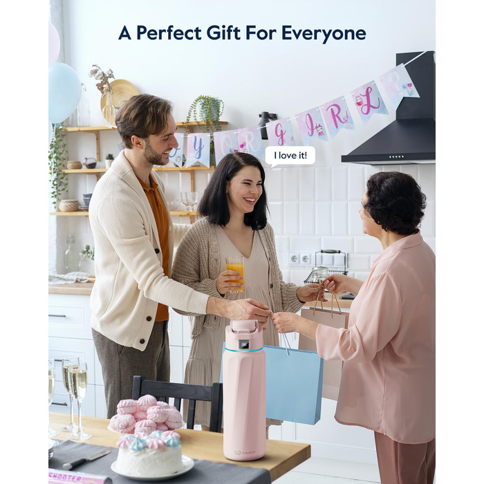 Розумна пляшка для води WATERH Boost з нагадуванням та трекером, 946 мл, нержавіюча сталь, рожева