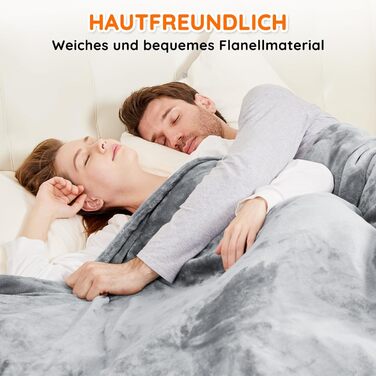 Електрична гріюча ковдра з автовимкненням, 200x180 см, 10 рівнів нагріву, таймер, захист від перегріву, для дому та офісу, флісова, сіра