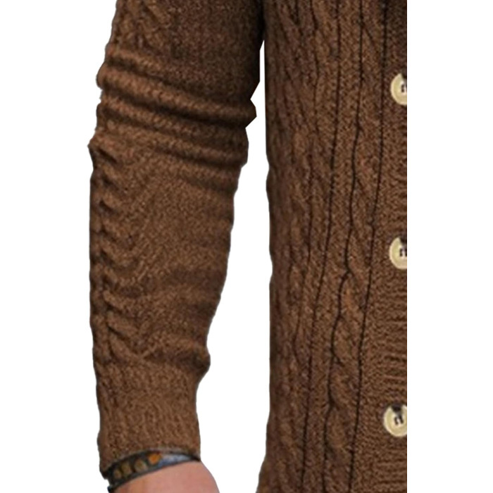 Чоловіча в'язана жилетка з коміром-шарфом, в'язана жилетка на ґудзиках, в'язана жилетка з перекрученим в'язанням, стильна жилетка (колір: верблюжий, XXL)