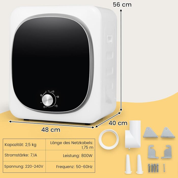 Електрична сушилка для білизни GOPLUS, 800W, 5KG, 5 режимів сушіння, захист від перегріву, механічна, для дому