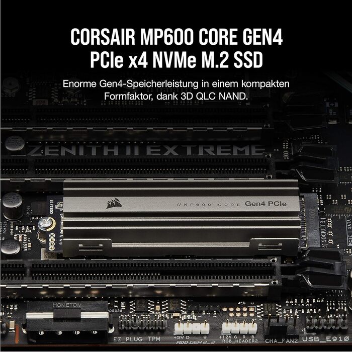 SSD Corsair MP600 CORE 1TB M.2 NVMe PCIe Gen4 - Чорний
