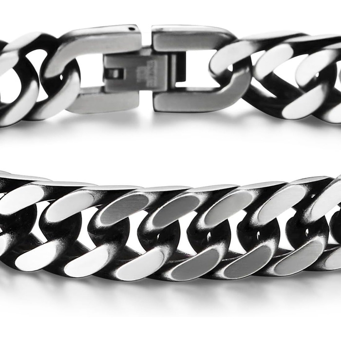 Чоловічий браслет-панцер з нержавіючої сталі COOLSTEELANDBEYOND, сатиновий, срібно-чорний