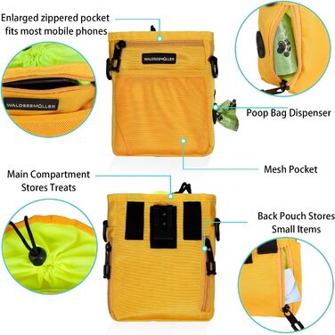 Сумка для корму для собак Waldseemüller, тренувальна сумка для домашніх тварин, підходить для собак маленьких та великих порід, з диспенсером для пакетів для екскрементів, карабіном, регульованим поясним ременем та плечовим ременем