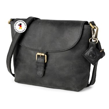 Сумка через плече Berliner Bags Catalina Vintage, шкіряна крос-боді сумка середнього розміру для жінок, темно-сіра з магнітною застібкою