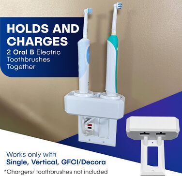 Electric Toothbrush Holder, Wall Mount, Oral-B, 2 Chargers, GFCI/Decora Single Standard Vertical