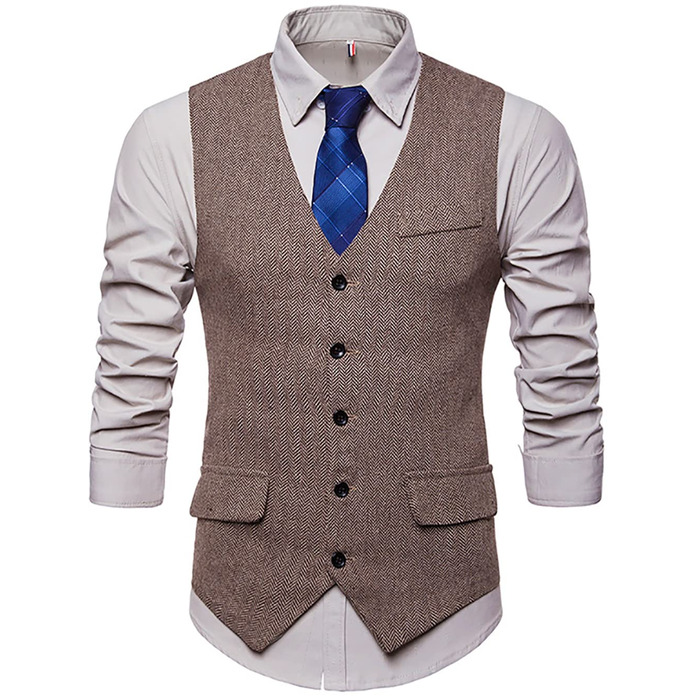 Жилет чоловічий RONGKI Showu з паєтками, слив фіт, для вечірки, весілля, елегантний костюмний жилет, стиль блейзера (L, візерунок 'єлочка/хакі3)