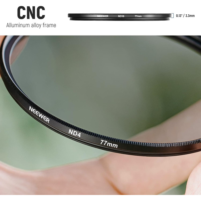 Набір фільтрів ND Neewer 77mm: ND2, ND4, ND8, ND16 для Canon, Nikon, Sony, Panasonic DSLR