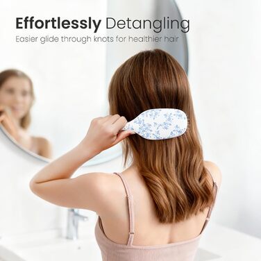 AIMIKE Rose Luxe Щітка для розчісування волосся, безболісна, з вентиляцією та ультрам'якими гнучкими щетинками, легко розплутує вузли, для мокрого та сухого волосся, для жінок, дівчаток та дітей (Porcelia Qing-Air Cushion)
