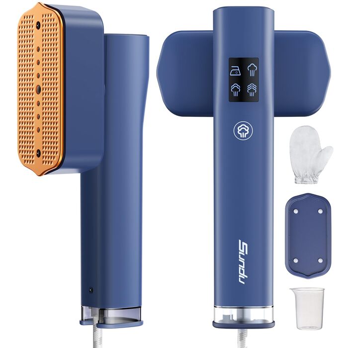 Праска Sundu Steamer: 2-в-1 відпарювач та праска для одягу, мобільна, з LED дисплеєм, 4 режими, блакитна