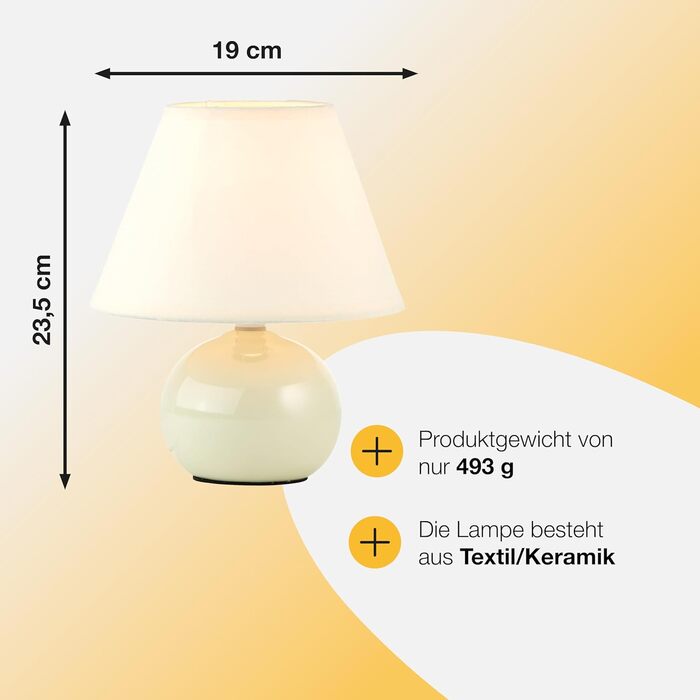 BRILLIANT Primo: Стильна настільна лампа з тканинним абажуром – для спальні, вітальні та приліжкові зони – E14, оранжевий/бежево-коричневий