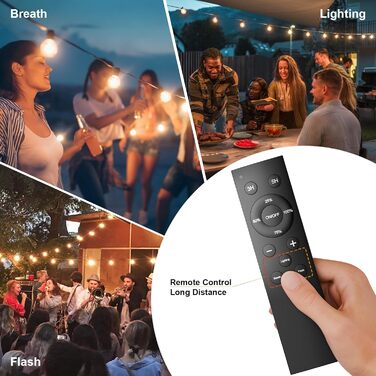 LED гірлянда GLUROO для вулиці, 7.6м, 12+1 лампочки G40, тепле світло, вологостійка, для саду, вечірок, диммер