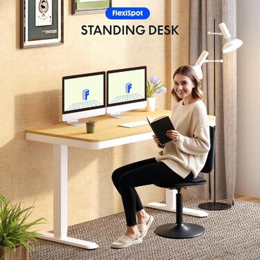 FLEXISPOT Electric Standing Desk with LED Display, Memory Function, USB Port & Drawer - 120x60cm Natural Oak