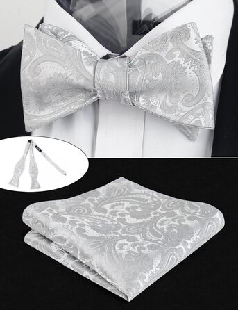 Самошийна краватка Alizeal з нагрудником та хустинкою, турецький стиль, колір - блакитний (3XL, срібло)