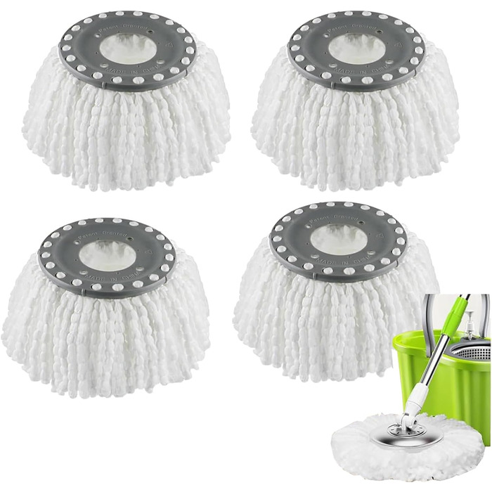 YWSHF Replacement Mop Heads for Old Hurricane Mr.Clean 360° Spin Magic Rotating Round Mop Heads, Microfiber, Universal Swivel Mop Heads, Clean Mop Head Refills for Standard Mops, 4 Pack