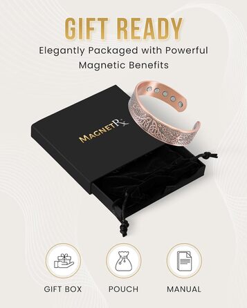Браслет на руку чоловічий MagnetRX® з чистої міді – Мідний браслет для чоловіків для магнітної терапії – Ідеально при артриті та синдромі карпального тунелю – З інструментом для регулювання розміру (Ірландський бамбук, Copper Cuff)