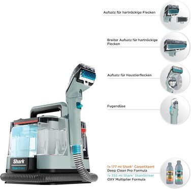 Shark Бездротовий видальник плям, портативний пилосос для прання та видалення запахів, HX100EUCP (2 засоби для чищення StainStriker)