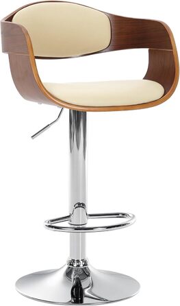 Kingston Adjustable Bar Stool with Faux Leather Seat - Walnut/Cream Finish