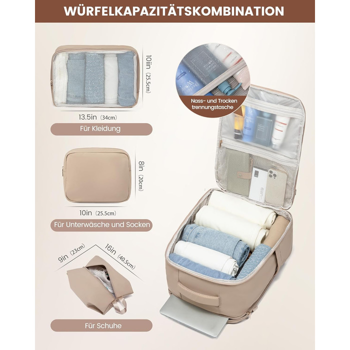 Рюкзак для ручної поклажі OVEVOOK: 40л, водонепроникний, з відділенням для ноутбука 17