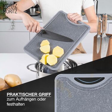 Двостороння обробна дошка Moritz & Moritz з нержавіючої сталі та пластику - антиковзаюча з жолобком для соку та поверхнею для натирання - гігієнічна та придатна для миття в посудомийній машині