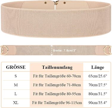 Жіночий широкий еластичний пояс JasGood вінтажний, бежевий, 70 см (під талію 71-80 см) з золотою пряжкою
