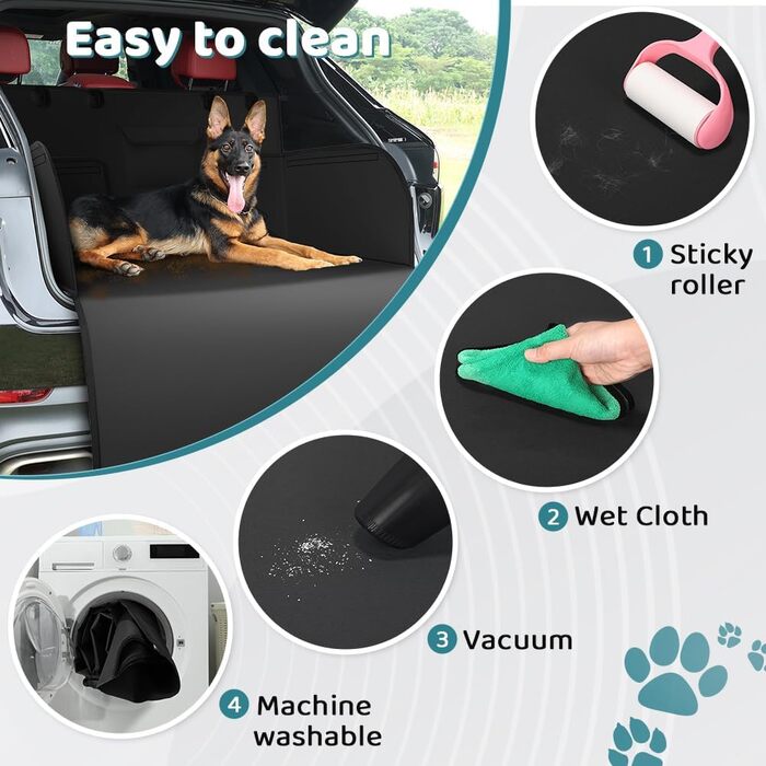 Захист для багажника автомобіля KYG: водонепроникний килимок для собак з боковими захистами, 185x105x38 см, чорний