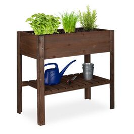 Підняте ліжко Relaxdays Wood темно-коричневе