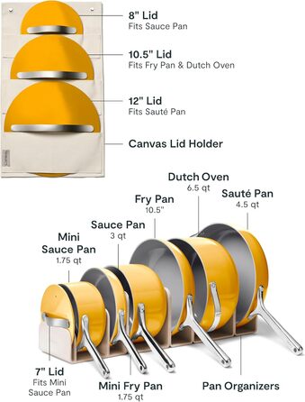 Набір посуду Caraway Deluxe антипригарний керамічний 16 предметів (Каструлі, сковороди, кришки) - без PFAS/PFOA, для всіх плит, колір: Marigold