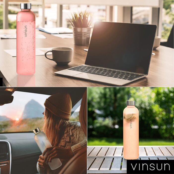 VINSUN Water Bottle 650ml, 1000ml, 1500ml - Leak-proof, Carbonated Drink Compatible, BPA-Free, Tritan - Lightweight Water Bottle for Sports, Outdoors, School, Biking, Office