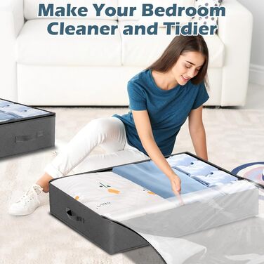 5 штук комода під ліжко Withosent 90л, коробки для зберігання під ліжко з флісу, складні сумки для зберігання одягу, постільної білизни, ковдр, подушок, 5 шт./90л