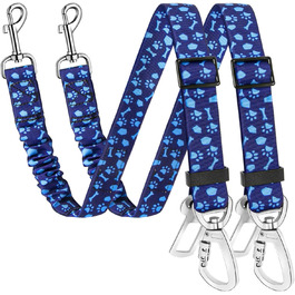Автогурт для собак у машину, 2 шт. Безпечний ремінь для собак з амортизацією, універсальний кріплення для подорожей, блакитний