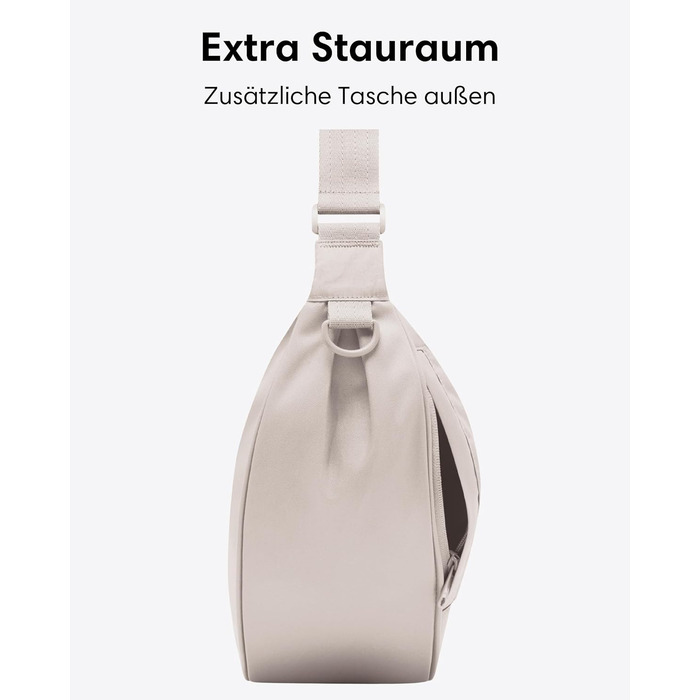 Сумка через плече LARKSON Solveig Medium бежева - Містка напівмісяць (8 л) - Водовідштовхувальна