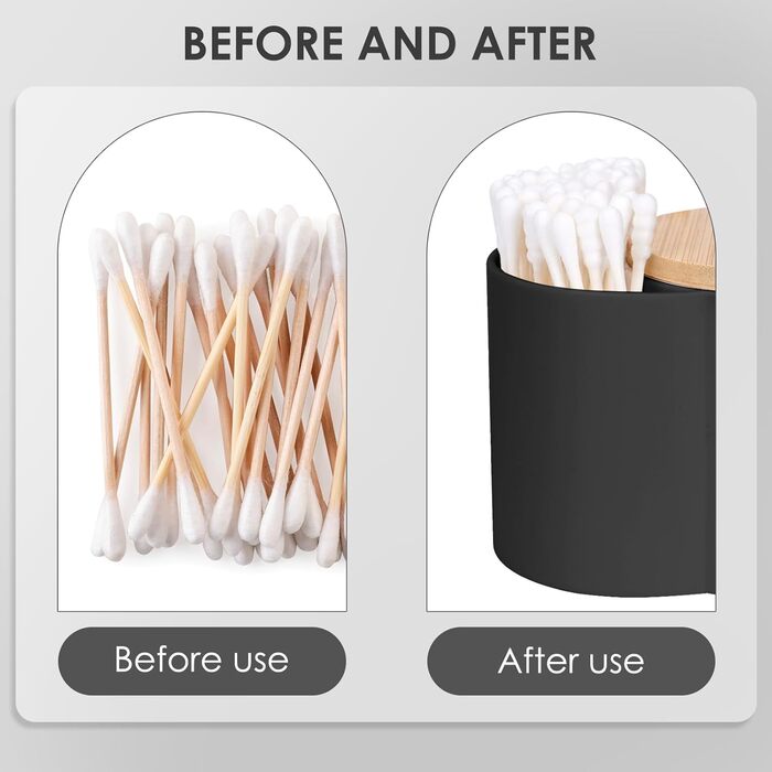 Тримач для ватних паличок та дисків, чорний, пластиковий органайзер для ванної кімнати