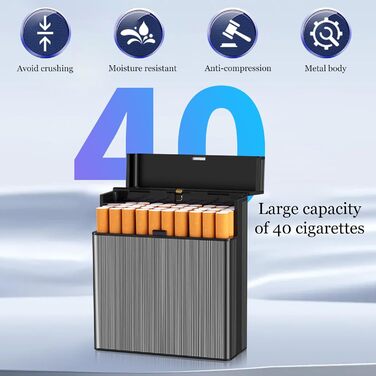 Металеве тютюнотримач Groß: Алюмінієвий кейс для сигарет на 40 штук, стильний дизайн, нержавіюча сталь