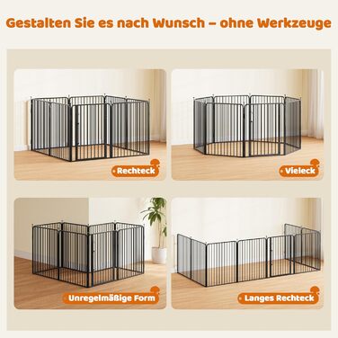 Вольєр для цуценят Yaheetech 16-секційний з замком, захистом для підлоги та металевим дротом 8 мм, 80 см, для квартири та саду