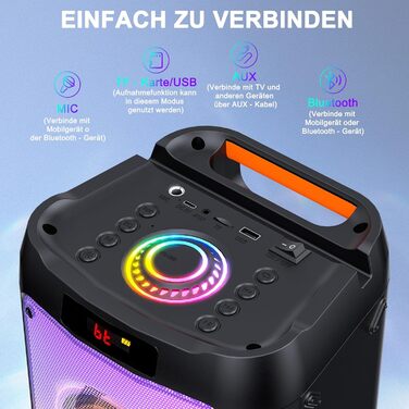 Караоке-машина JYX з 2 мікрофонами, портативна Bluetooth колонка з RGB-підсвіткою, караоке система для дому, вечірок, PA-система для дорослих, Party Box, підтримка TF/USB, AUX, FM, Rec, TWS, чорний