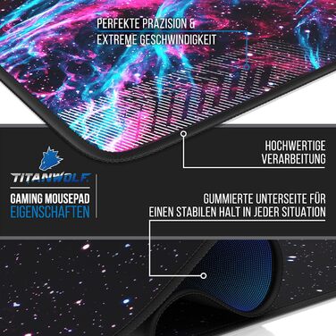 Ігровий килимок для миші Titanwolf XXL 1200x600мм з принтом Veil Nebula — великий килимок на весь стіл для миші та клавіатури