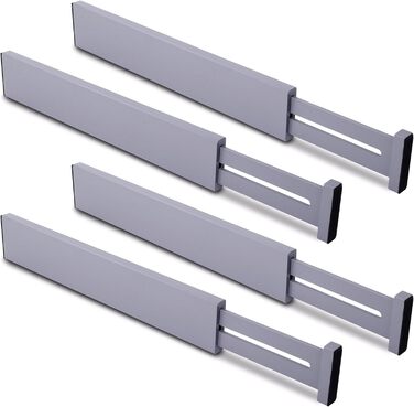 Utoplike Bamboo Adjustable Drawer Divider (4-pack), Large Drawer Organizers with Spring-Loaded for Clothes, Cutlery, Utensils in Kitchen, Bathroom, Bedroom, Baby Drawer, (Gray, Small)