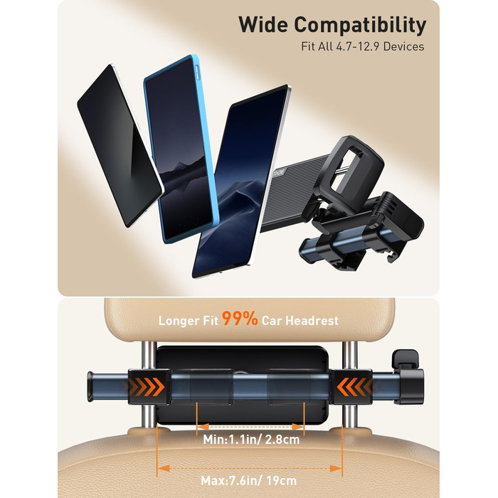 Тримач для планшета TRYONE в авто, кріплення на підголівник