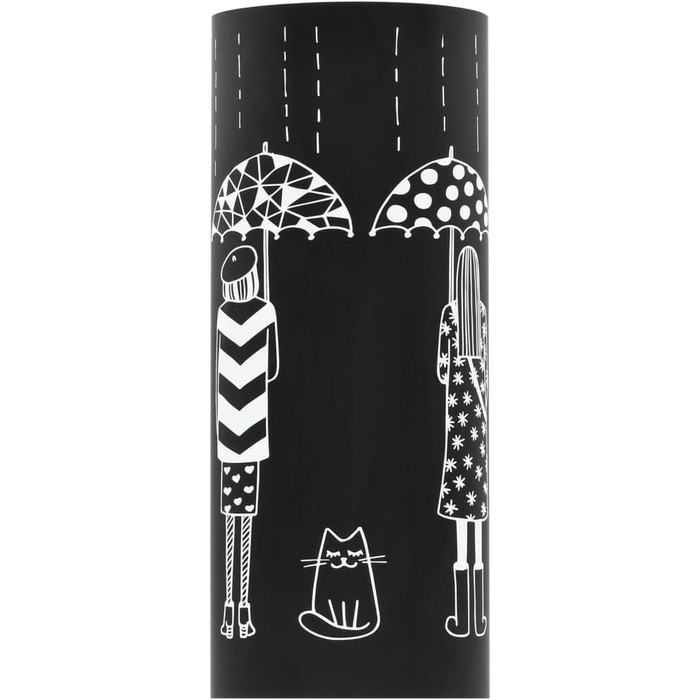 Підставка для парасольки жіночого дизайну, сталь, чорна, з візерунком | vidaXL