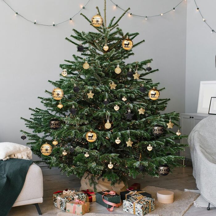 Кріплення для ялинки Kesote: 52 золоті та чорні ялинкові кулі для декору на Різдво та святкування